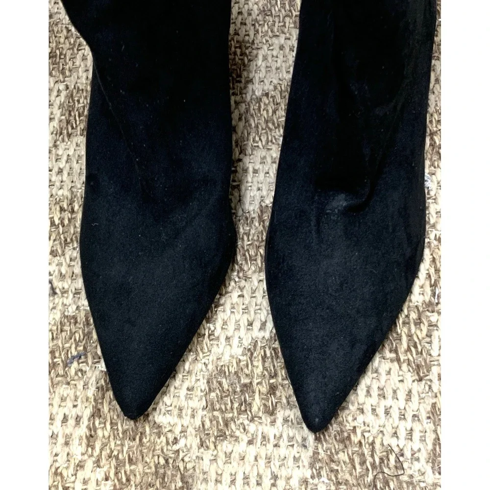 Mango MNG Suede Boots Womens 37 Black Knee High Slim 3